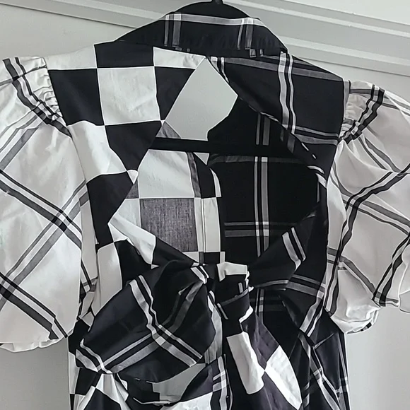 Statement Black & White Checkered & Plaid Dress - Picture 8 of 10
